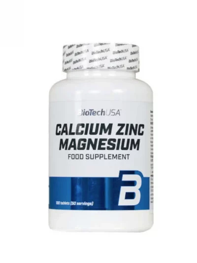 Calcium Zinc Magnesium, contains 100 tablets produced by BioTechUSA.