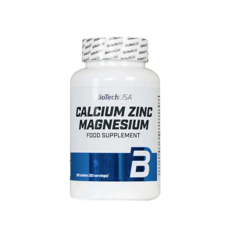 Calcium Zinc Magnesium, contains 100 tablets produced by BioTechUSA.