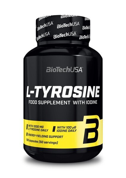 L-Tyrosine supplement BioTechUSA 100 capsules amino acid for thyroid and focus