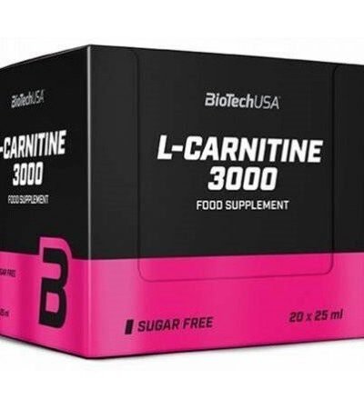 BioTechUSA L-Carnitine 3000 20×25 ml liquid carnitine ampoules high-strength supplement