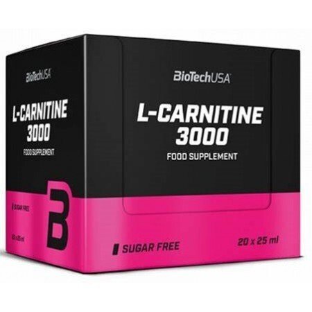 BioTechUSA L-Carnitine 3000 20×25 ml liquid carnitine ampoules high-strength supplement